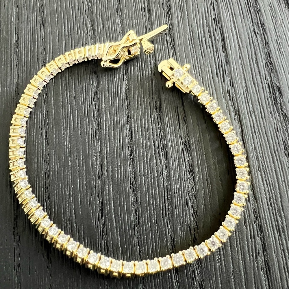 Women’s 6” Gold Over 925 Sterling Silver Tennis Bracelet